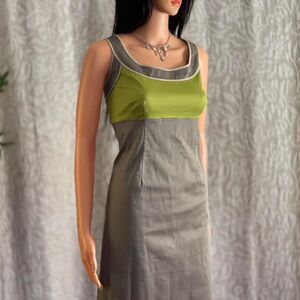 Boden Gray Green Color Block Sleeveless Sheath Dress Mod Retro Office Size 10R